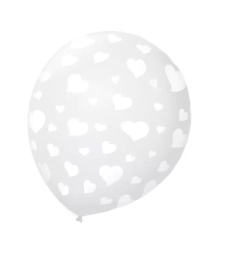 Imagem de capa de BalÃo Decorado Nº9 Cristal Com CoraÇÕes Brancos Pacote Com 25un - SÃo Roque