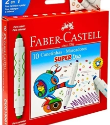 Imagem de capa de Caneta HidrogrÁfica 10 Cores Ponta Dupla- Faber Castell - Duo150610