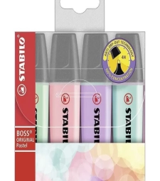 Imagem de capa de Caneta Marca Texto Stabilo Boss Pastel Estojo Com 4 Cores - Sertic - 52.8200