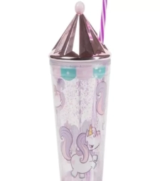 Imagem de capa de Copo Canudo Carrossel 500ml - Unicornio Do Dia
