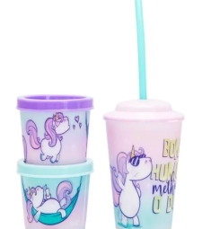 Imagem de capa de Copo Canudo Com Potinhos Move - Unicornio