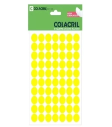 Imagem de capa de Etiqueta Adesiva Multiuso Redonda 13mm Amarela Fluorescente - Colacril - 6021af