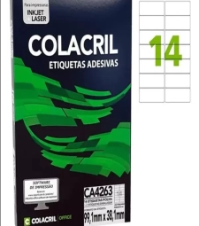 Imagem de capa de Etiqueta Adesiva A4 38,1mm X 99,1mm 14 Etiq. P/folha Pacote Com 25 Folhas - Cola