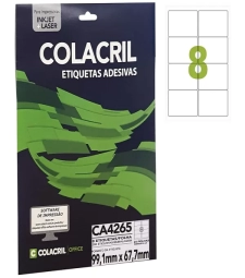 Imagem de capa de Etiqueta Adesiva A4 67,7mm X 99,1mm 8 Etiq. P/folha Pacote Com 25 Folhas - Colac