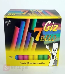 Imagem de capa de Giz Colorido Escolar 7 Belo C/50 Estacas Antialergico