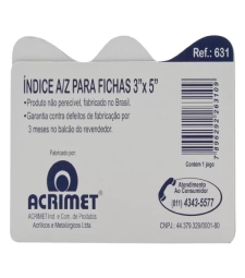 Imagem de capa de Índice Para Fichario 3x5 - Acrimet 631