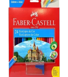 Imagem de capa de LÁpis De Cor 24 Cores Sextavado + Apontador Com DepÓsito - Faber Castell - 12012