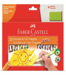Imagem de capa de LÁpis De Cor 24 Cores Jumbo Triangular + Apontador - Faber Castell - 123024ap 