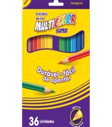 Imagem de capa de LÁpis De Cor 36 Cores Sextavado - Pacote Com 3 Unid - Multicolor