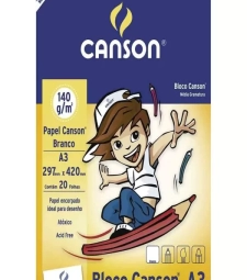 Imagem de capa de Bloco Para Desenho Escolar A3 140g/m² Branco Com 20 Folhas - Canson - 66667071