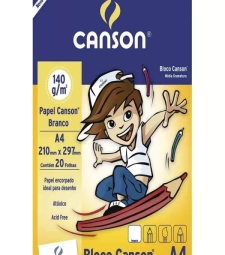 Imagem de capa de Bloco Para Desenho Escolar A4 140g/m² Branco Com 20 Folhas - Canson - 66667070