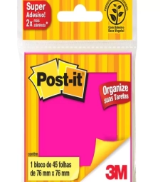 Imagem de capa de Bloco Adesivo Post It 76mm X 76mm Rosa Neon Com 45 Folhas - 3m