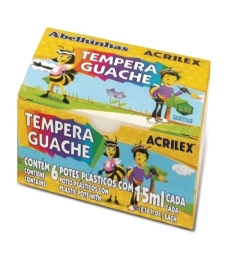 Imagem de capa de Tinta Guache 06 Cores Com 15ml Cada Pacote Com 12un - Acrile