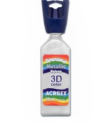 Imagem de capa de Tinta Dimensional Relevo Metallic 35ml Branco MetÁlico - Acrilex 562